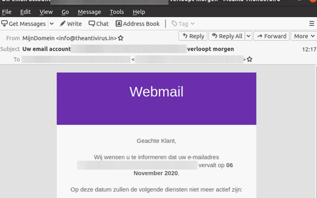 Phishing emails MijnDomein